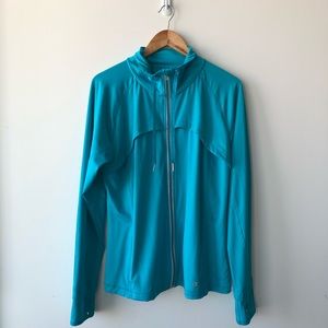 Champion Turquoise Blue Mock Neck Zip Up Sweater